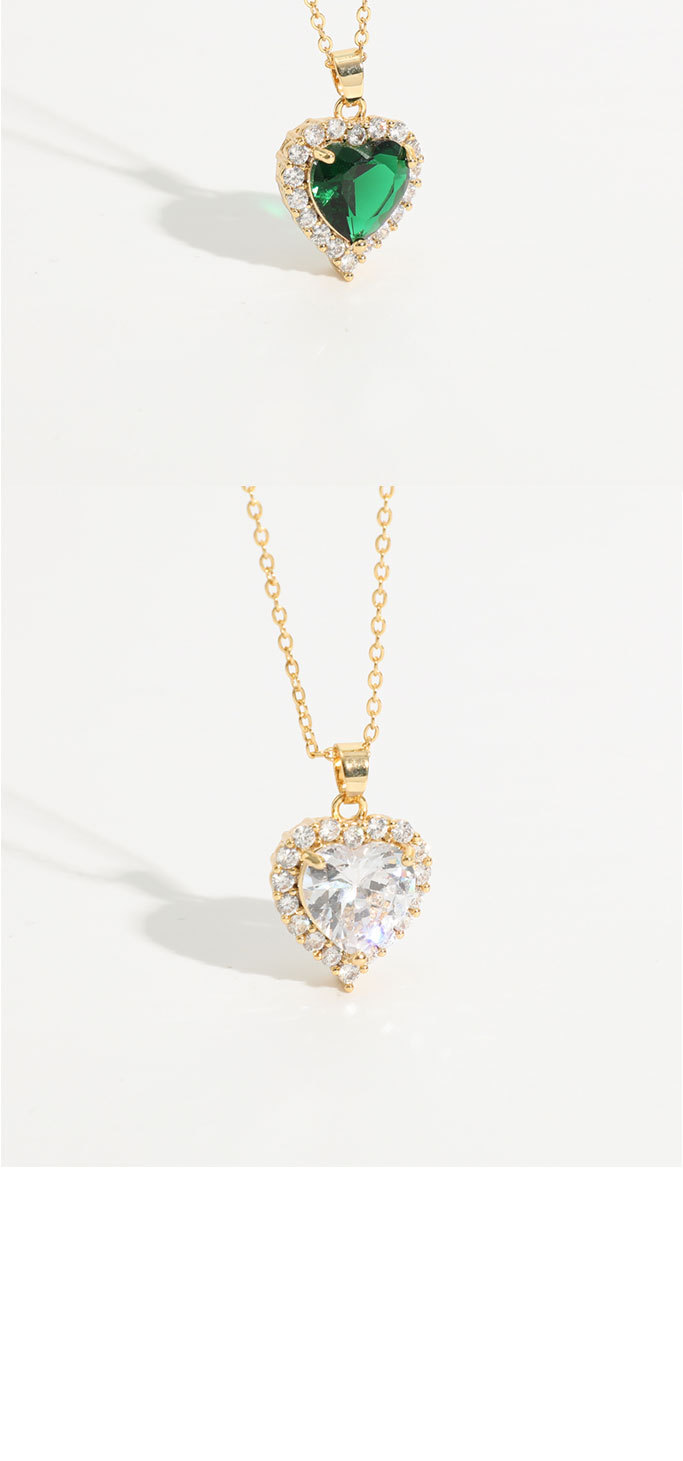 New microset zircon heartshaped pendant brass plated 14k real gold copper necklacepicture2