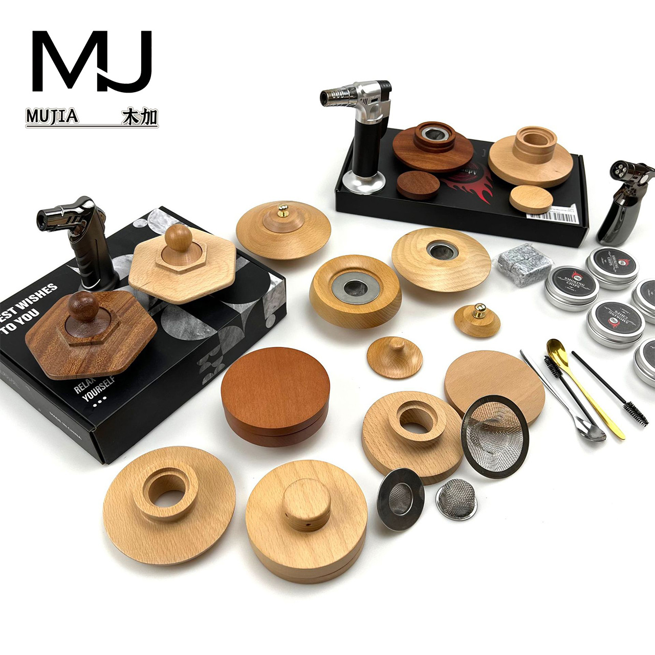 Cóctel de madera maciza caliente de Amazon transfronterizo, ahumador de whisky, juego de regalo de cubierta de madera ahumada de madera