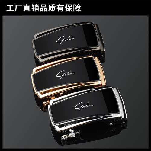 High-end Yakl automatic hollow mirror leather strap head 3.5 formal waist strap factory direct sales with printed LOGO