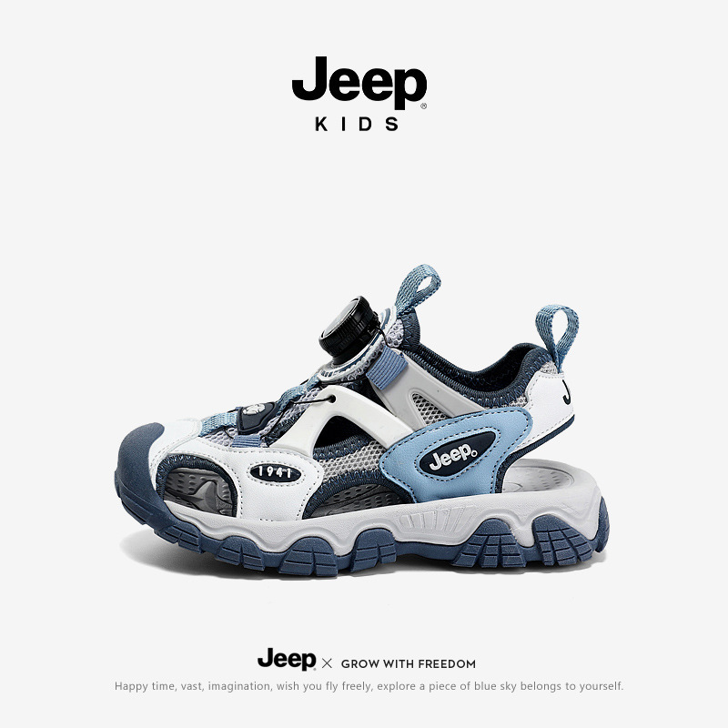 Jeep Boys Sandals Summer Wrapped-up Hollow Button sneaker 2025 New Children's Beach Shoes for Large Children
