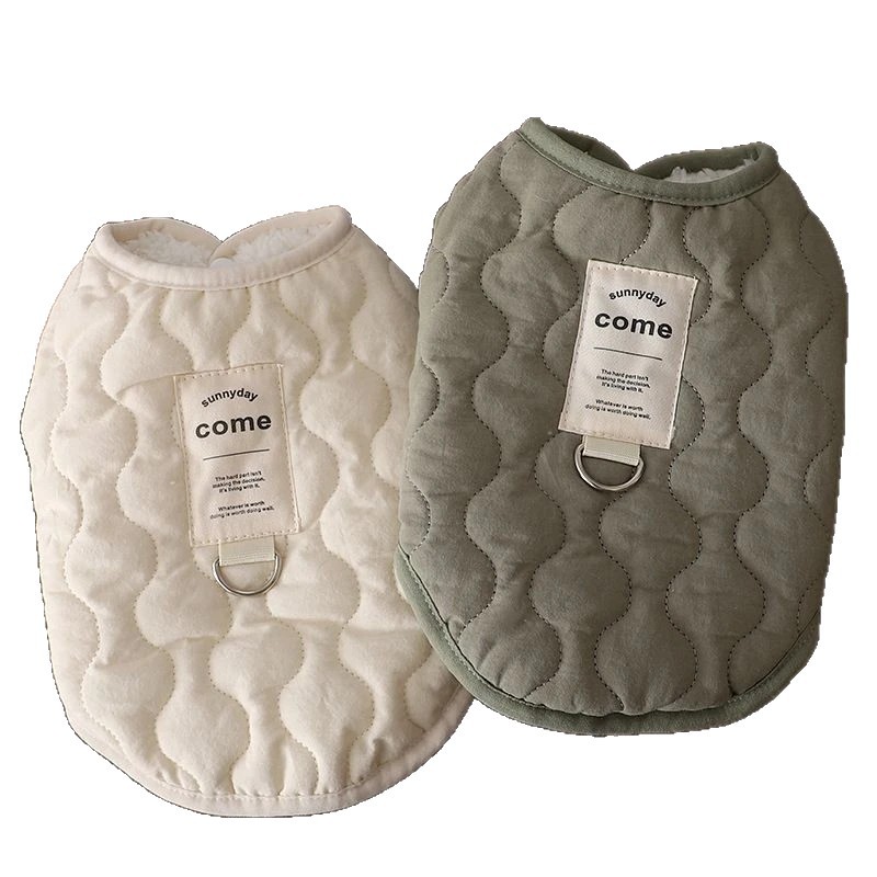 Colete grosso para cães, ideal para outono e inverno, com estampa de ursinho de pelúcia, perfeito para cães de pequeno e médio porte da raça Bichon Frisé. Roupa quente e confortável com guia._voghion.com