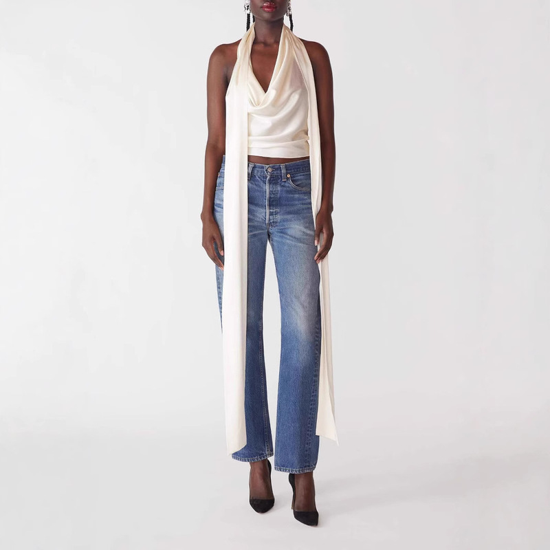 (in Stock for Immediate Shipment) Iris Vest-Style European and American Style Dress, Feminine Backless Short Dress with Adjustable Halter Neck Satin Back (in Stock for Immediate Shipment) Iris Vest-Style European and American Style Dress, Feminine Backless Short Dress with Adjustable Halter Neck Satin Back
