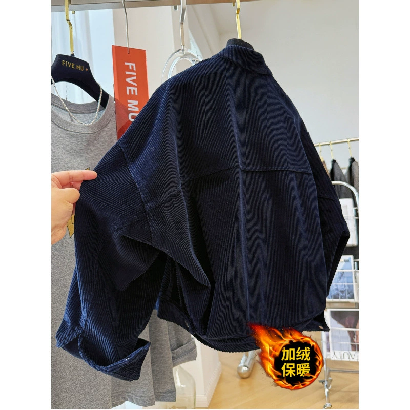 Winter fleece keep warm corduroy short jacket, oversize