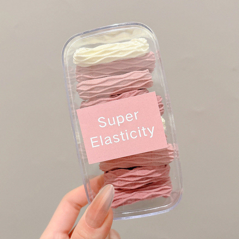 Rosa suave y ceroso sin dañar la cuerda para el cabello para mujer, banda de goma duradera de alta elasticidad, funda de cuero, cuerda para el cabello de cola de caballo alta, lazo para el cabello para niños