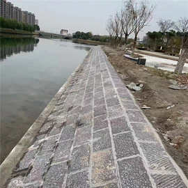 青石块石护坡毛石堤坝砌墙青石块广场防滑錾道面石板