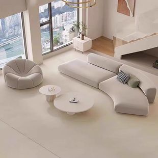 Modern Minimalist Small Apartment Living Room Curved Fabric Sofa Italian Minimalist Designer Corner Creative Sofa Combination