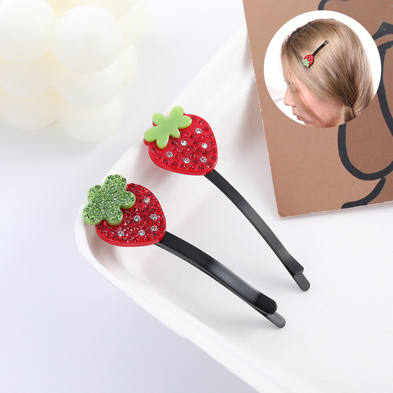 Cyclone Girl Strawberry Hairpin One-Word Hairpin Jewelry Qi Baicao Same Style Hairpin Birthday Gift Acetate Hairpin