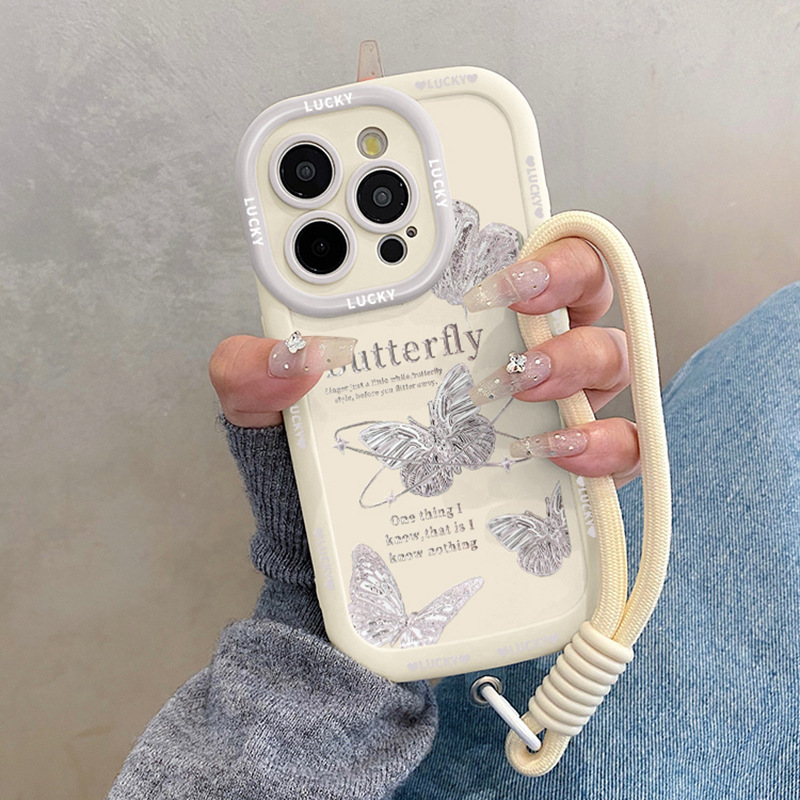 High-End Butterfly Case for Apple 17 Pro Max, iPhone 15 Pro with Lanyard, Women's Model for iPhone 14 and 13