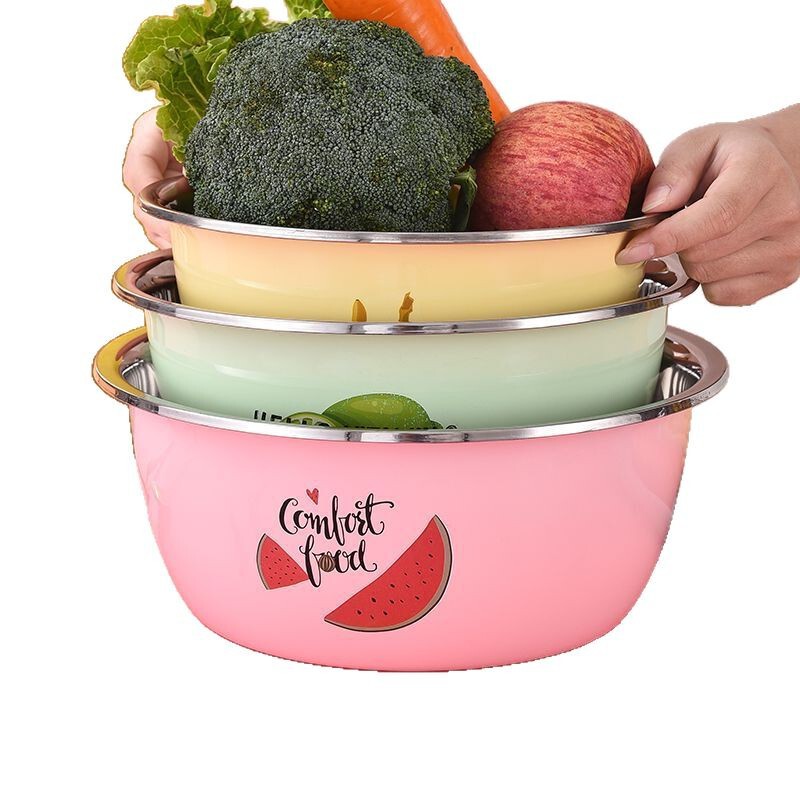 ステンレス製の洗面器、食品グレードのカラフルな洗面器、家庭用キッチン洗面器、卵洗面器、混練洗面器、スープ洗面器|undefined