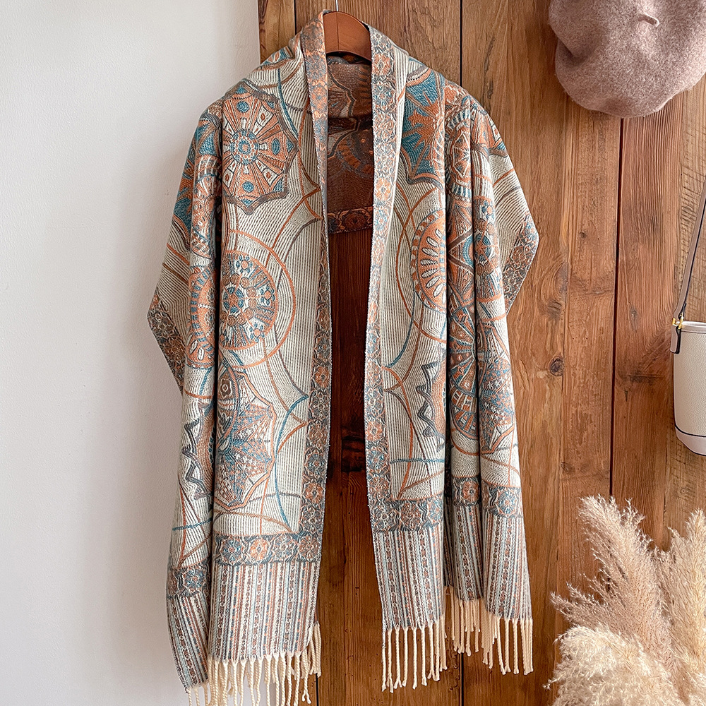 Women's Retro Ethnic Style Color Block Imitation Cashmere Printing Scarf display picture 4
