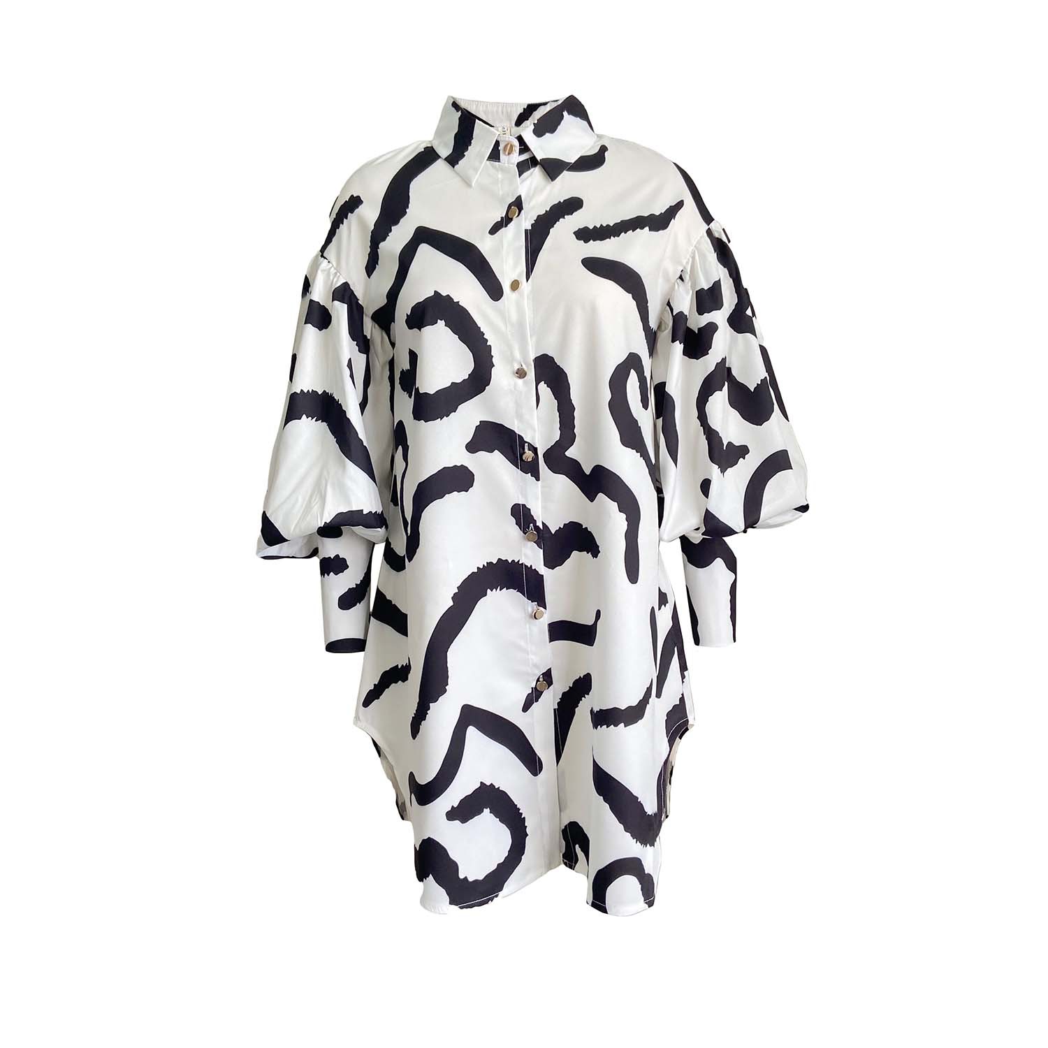 Women Clothing Loose Printed Shirt Dress 8 Women Clothing Loose Printed Shirt Dress