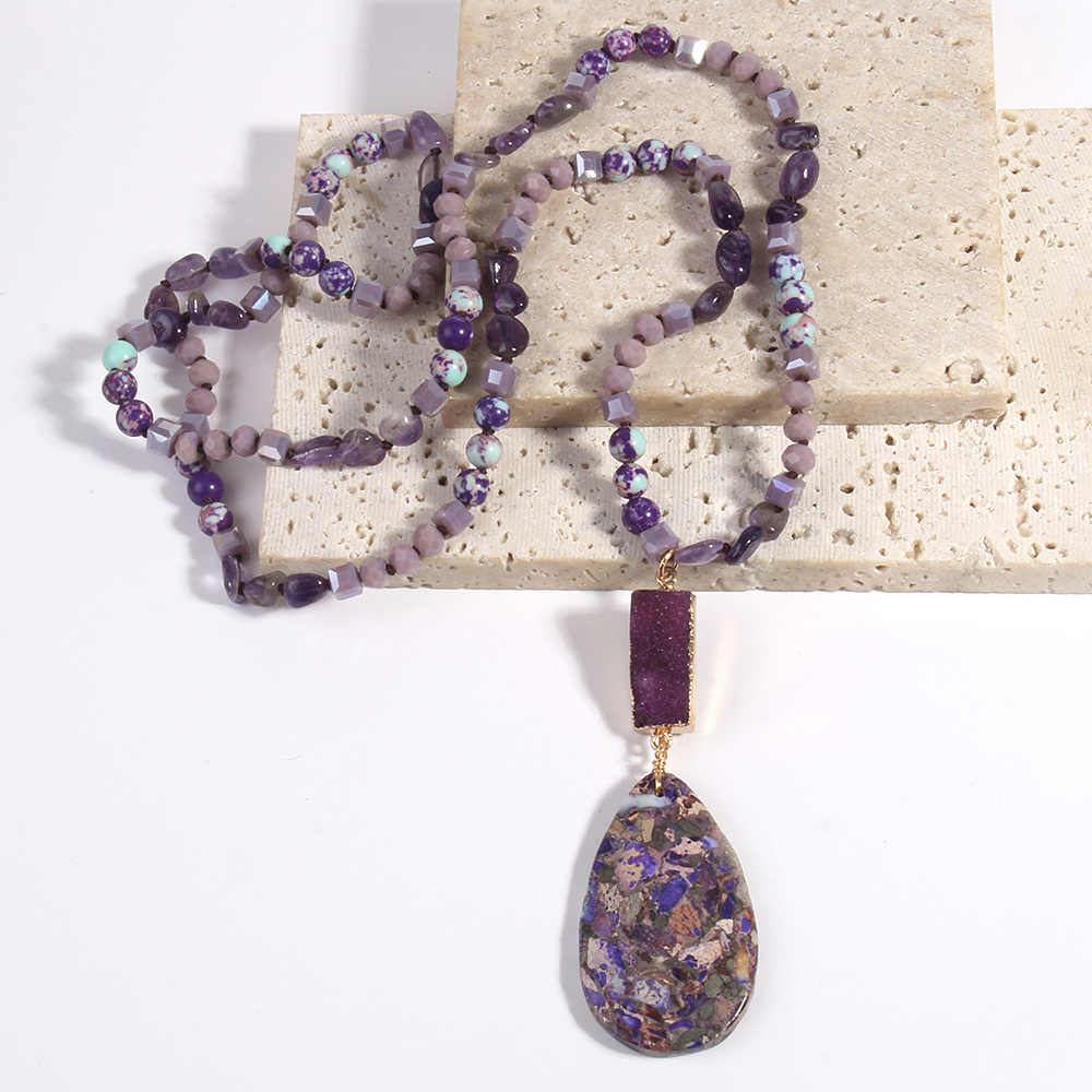 75g Weight Semi-precious stone, Natural Stone Pendant Material Sweater Chain Classification Semi-precious stone, Natural Stone Chain Material 1 Piece Quantity Daily Occasion Semi-precious stone, natural stone Material Water Droplets Pattern Unisex Gender Beaded Design Bohemian Style Bohemian Water Droplets Semi-precious Stone Natural Stone Sweater Chain In Bulk Natural Stone Necklace 12