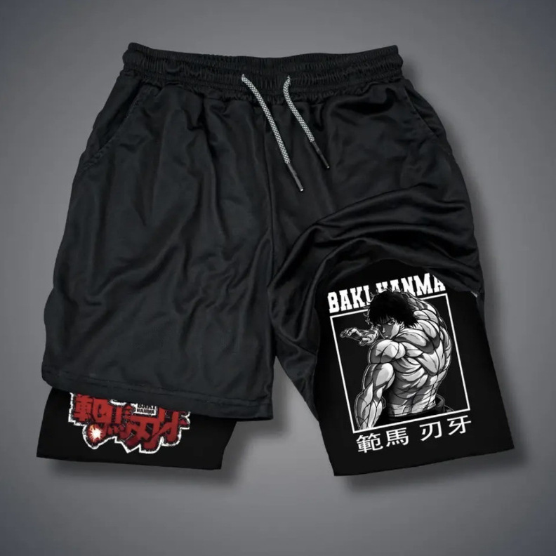 Baki Hanma Anime Print Men's Shorts Adult Double-Layer Fitness Sports Pants AliExpress Baki Hanma Anime Print Men's Shorts Adult Double-Layer Fitness Sports Pants AliExpress