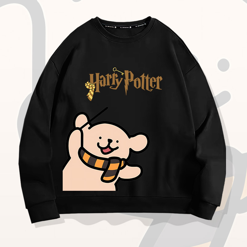 Marzis puppy joint name Harry potter round neck sweater spring and autumn fashion brand Youth loose off-shoulder long sleeve coat