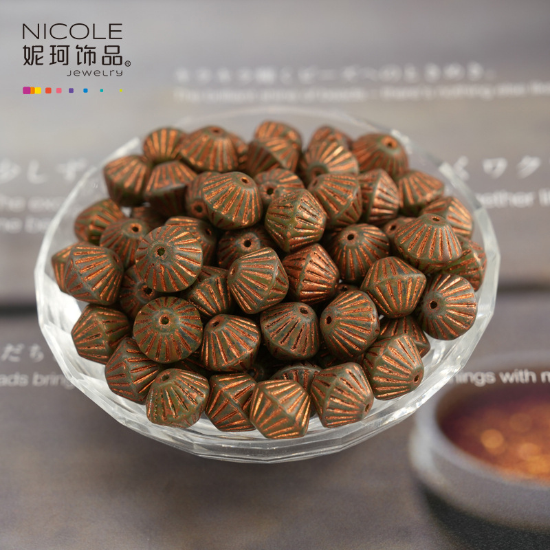 Importado checo Baosha cuentas de linterna de vidrio con cuentas hechas a mano Pulsera de 11mm accesorios de material de bricolaje alrededor de 100 piezas