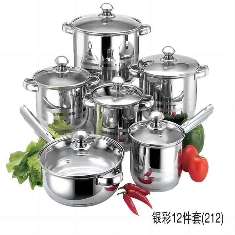 3 학년 더블 바닥 실버 12 종 세트 수프 냄비