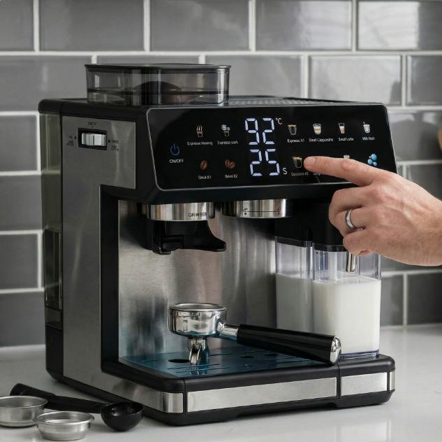 Italian Coffee Machine Household Grinding Brewing Steam Concentrated Touch Screen Digital Display 4-in-1 Coffee Machine Euuk Export Wholesale