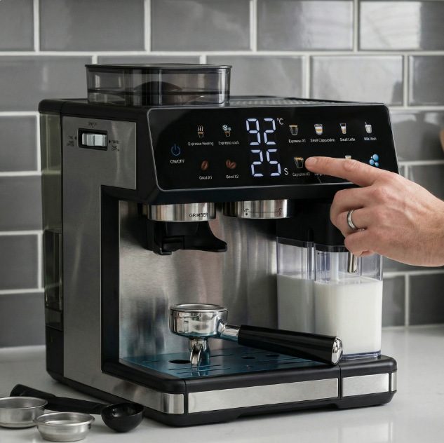 Italian Coffee Machine Household Grinding Brewing Steam Concentrated Touch Screen Digital Display 4-in-1 Coffee Machine Euuk Export Wholesale