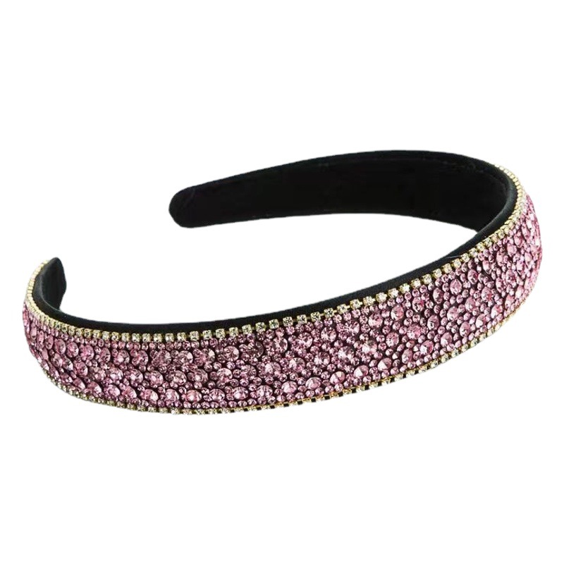 Qi Wei mismo estilo diadema elegante estilo retro coreano rhinestone horquilla color diamante incrustado pelo de ala ancha de las mujeres presionando accesorios para el cabello lavado de cara