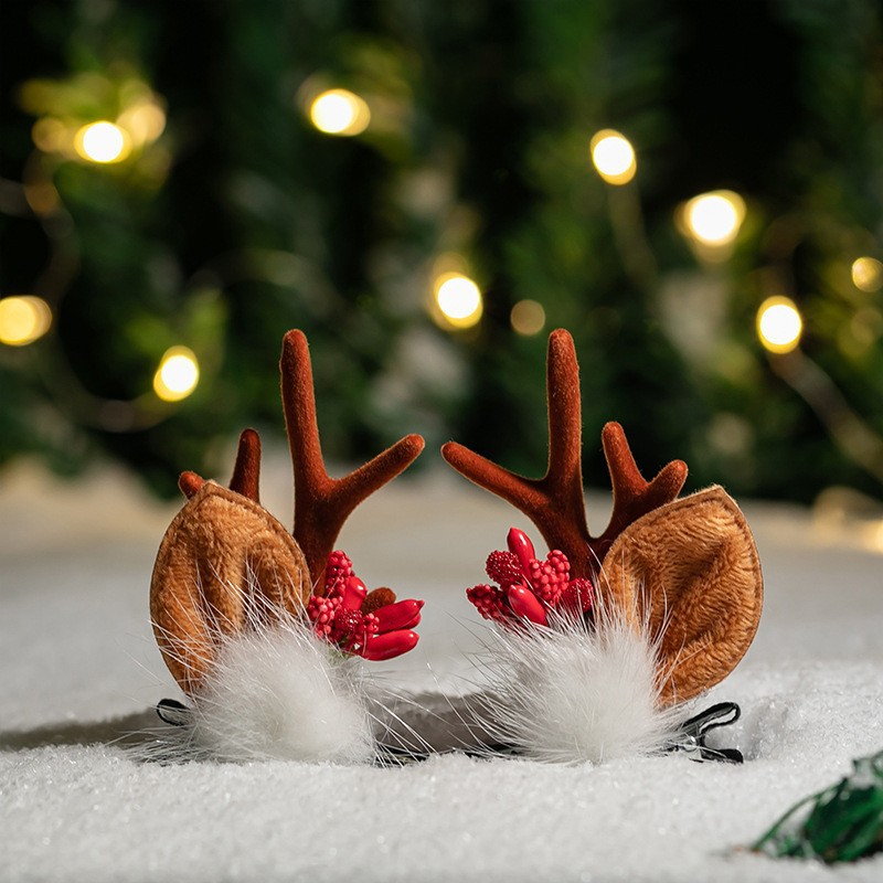 Adorable cabello de Navidad corno de ciervo cinco estrellas cabeza de banda de cabello de Navidad para niños corpos de cabello de decoración accesorios clipes de cabello