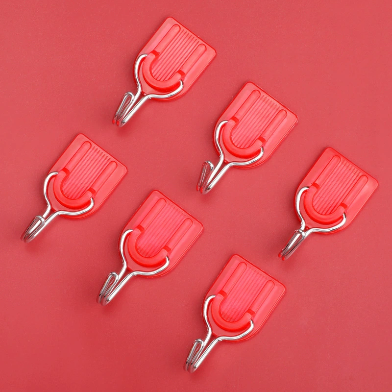 Красный U-образный маленький пластиковый крючок Китайский узел подвеска крюк праздничный вискоза дверной мини-крюк