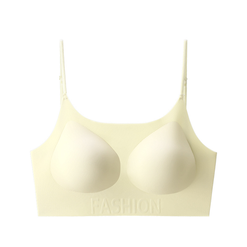 Bra sin huellas base líquida ropa interior mujer respirante invisible bra pequeño pecho sin anillo de acero cinturón de hombro delgado bra de belleza de espalda