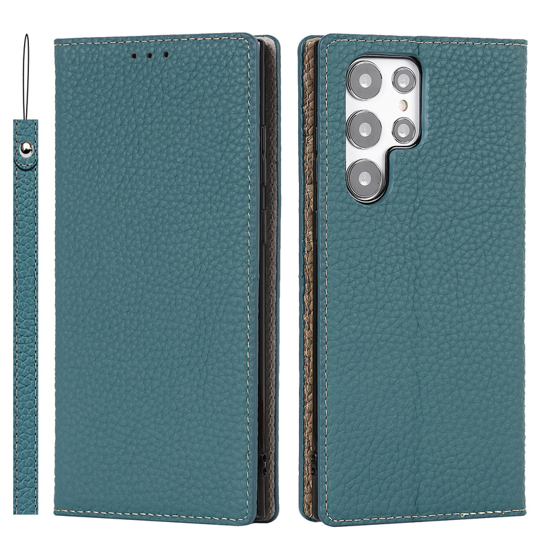 For Samsung Galaxy S24 Ultra Case Samsung S25 Ultra Litchi Pattern Leather Case