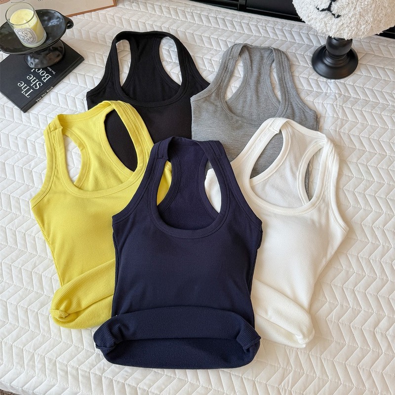 6151 # American Hot Girl Racer-Shaped Camisole Autumn and Winter Brushed Fleece-Lined Warm Inner Top with Chest Pad 6151 # American Hot Girl Racer-Shaped Camisole Autumn and Winter Brushed Fleece-Lined Warm Inner Top with Chest Pad