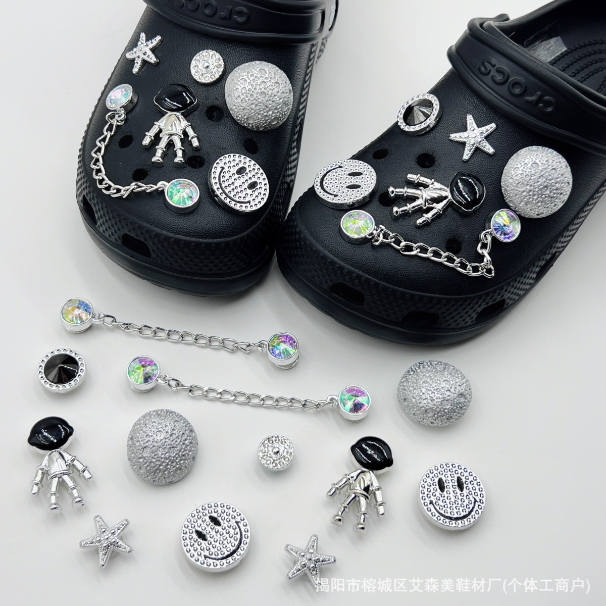 Estrellas plateadas ajuste agujero agujero perdido zapatos decorativos accesorios DIY extraíbles accesorios de flores hebillas de zapatos accesorios tridimensionales