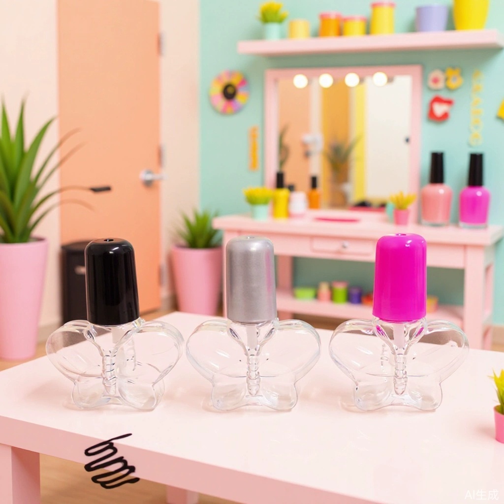 PETG儿童5ml塑料指甲油瓶水性指甲油瓶蝴蝶透明环保指甲油瓶