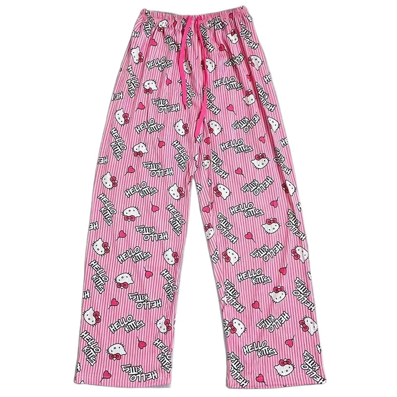 Hello Kitty, летние тонкие милые брюки с кулиской