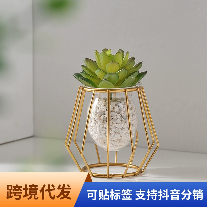 Легкая Роскошная домашняя креативная гидропонная ваза, украшения для офиса, настольная зеленая Роза, контейнер для водных растений, украшения для обеденного стола