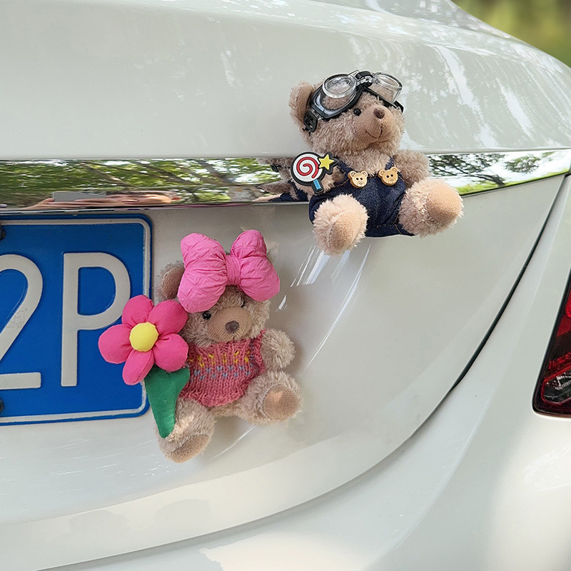 Colgante de cola de automóvil lindo peluche oso muñeca muñeca baúl de automóvil decoración de decoración de motocicleta eléctrica