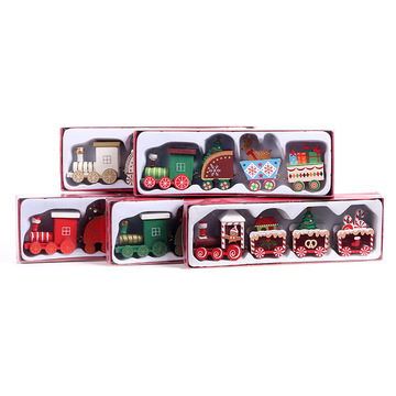 Cross-Border Christmas Gifts Creative Wooden Four-Section Train Wood Products DIY Assembled Small Gifts Desktop Ornaments