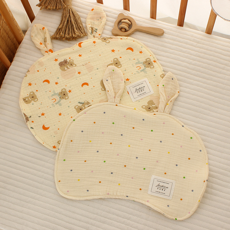 Baby Cotton Gauze Cloud Pillow Baby Children's Pillow Towel Breathable 0-6 Months Anti-Spitting Pad Flat Pillow Burp Towel