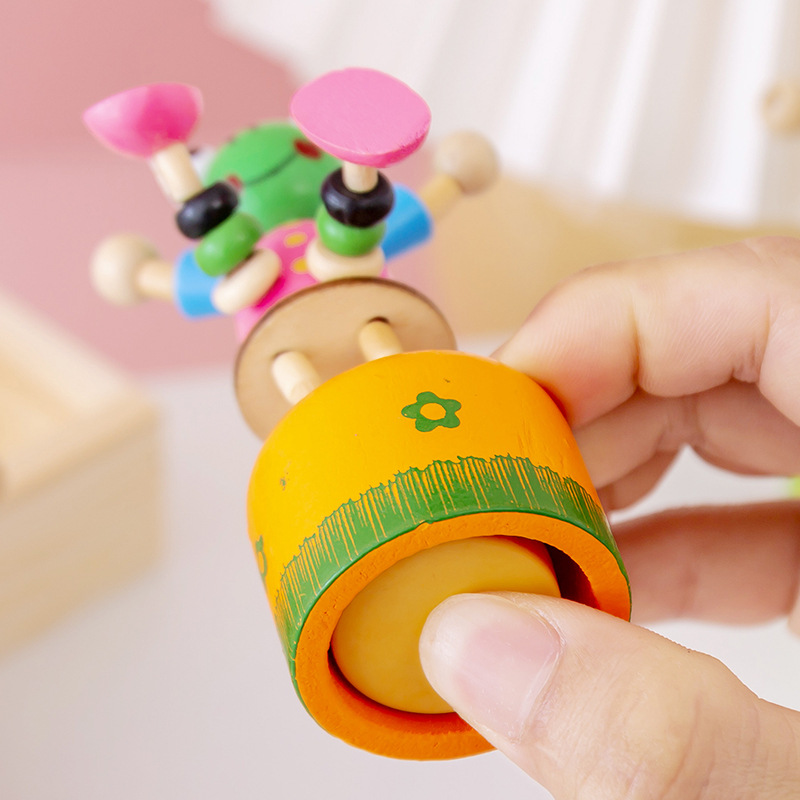 Creativo Columpio de madera payaso bailando Cubo de madera juguete decoración de escritorio prensa ventilación juguete de inteligencia para niños
