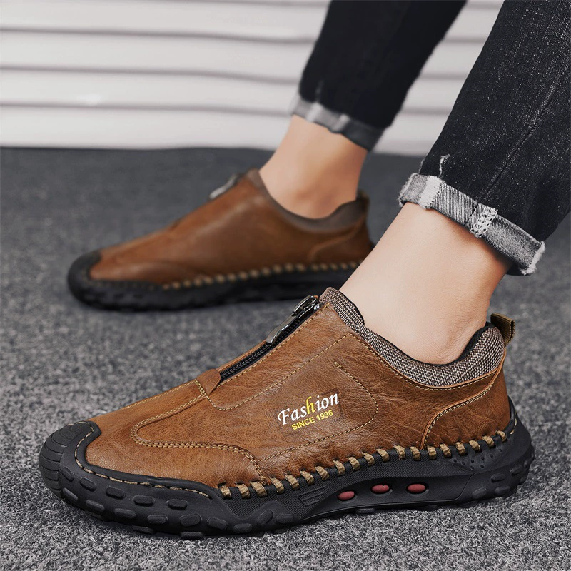 Мужские лоферы из натуральной кожи, английский casual, безшнуровые со строчкой, размеры 38–48