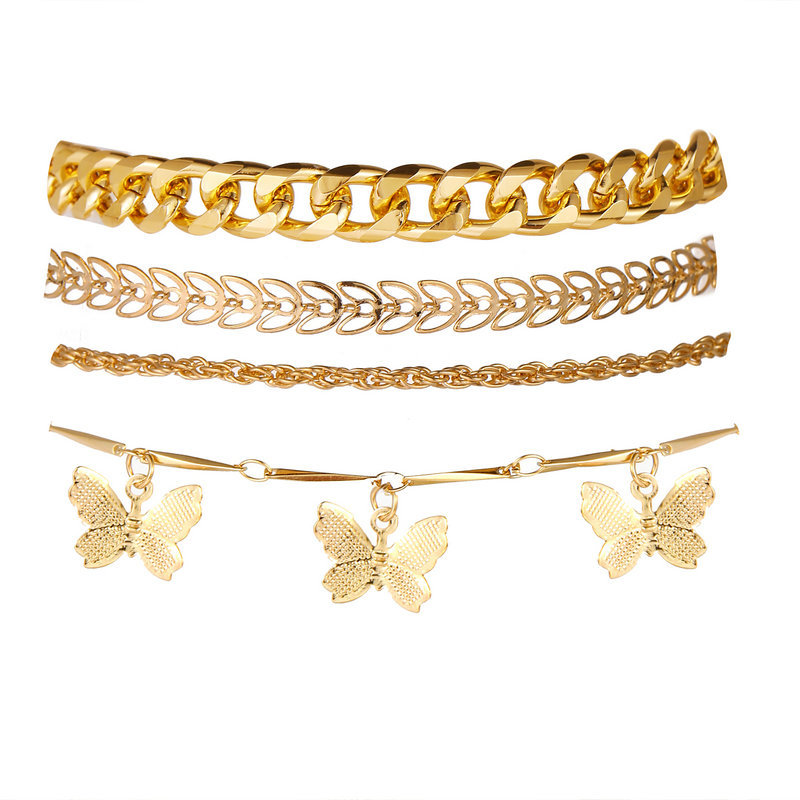 Retro Butterfly Multi-layer Anklet 4-piece Set display picture 4