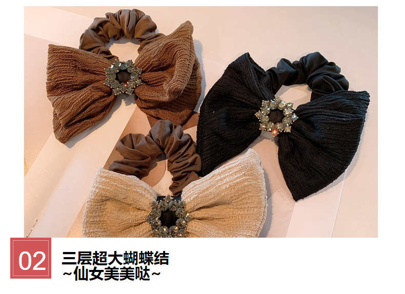 Retro Diamond Wave Embossed Folds Bow Hair Scrunchies display picture 9