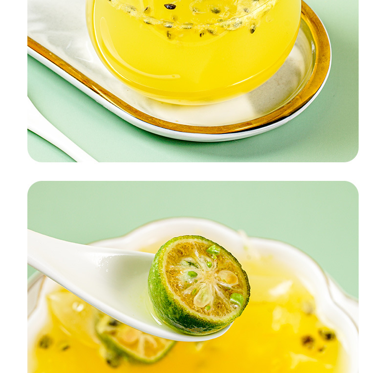 Fruit Tea Blend with Green Kumquat Passion Fruit and Rock Sugar 90g Box 5 Cold Brew Bags in use
