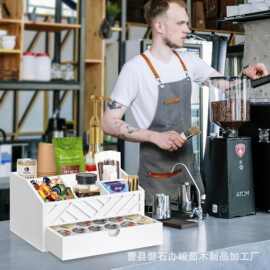 跨境木质收纳盒咖啡胶囊储物盒茶包整理分隔式咖啡店吧台展示架