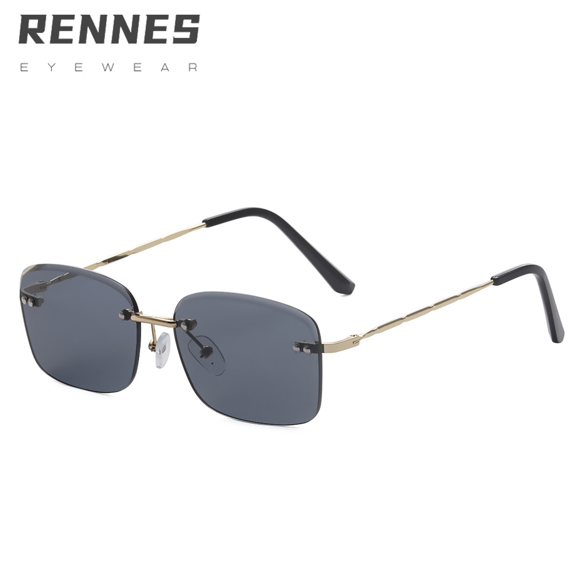 2022 nuevo metal sin montura gafas de sol europeas y americanas ins cuadrado simple playa gafas de sol 81053