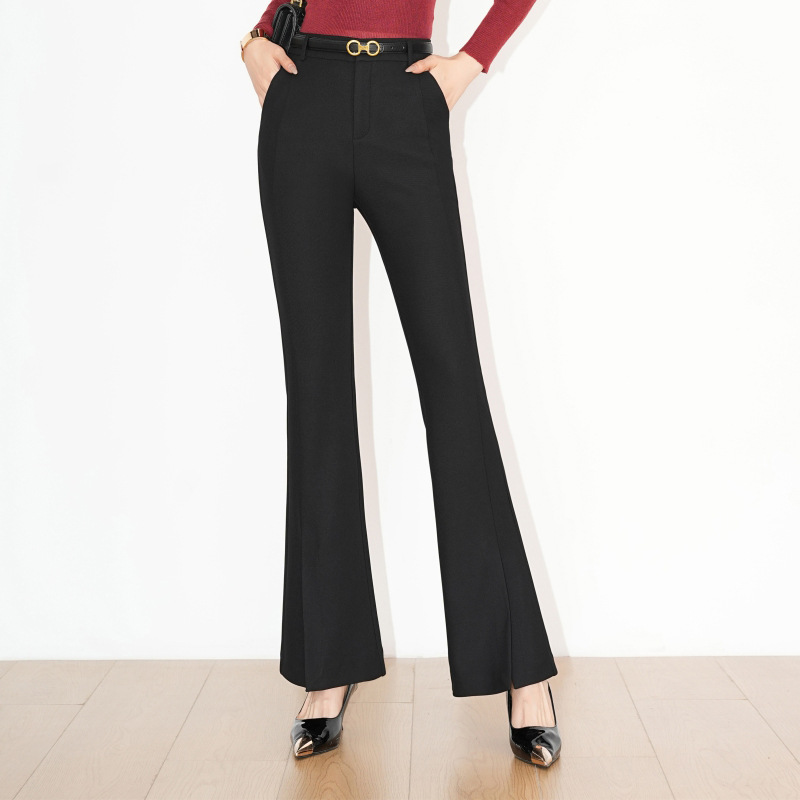 加绒喇叭裤女冬季2025新款高腰显瘦垂感2025秋冬加厚西装微喇裤子