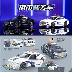 惯性声光警车模型儿童玩具车灯光音乐回力六开门警车男孩玩具车模