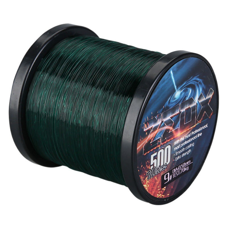 Wild Well 500 línea de pesca de nylon de gran tamaño verde oscuro línea gigante transparente pescado negro esturión línea de pesca grande
