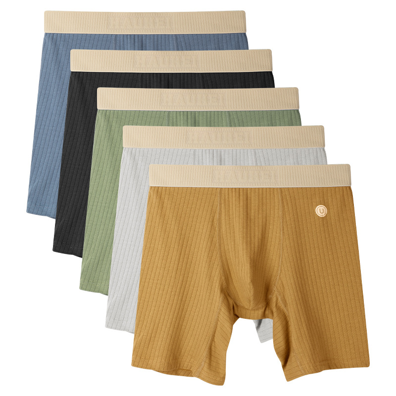 Men's Pure Cotton Sports Anti-Wear Long-Legged Boxer Briefs Running Fitness Plus Size Cross-Border Amazon Underwear for Men