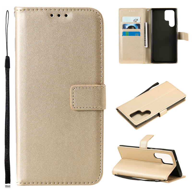 Suitable for Samsung J8 2018 European Version Lambskin Solid Color Model Note 20/A8/G530 Card-Inserting Phone Leather Case