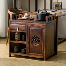 胡桃木茶水柜家用客厅实木茶台烧水壶一体整装可移动置物架茶叶柜