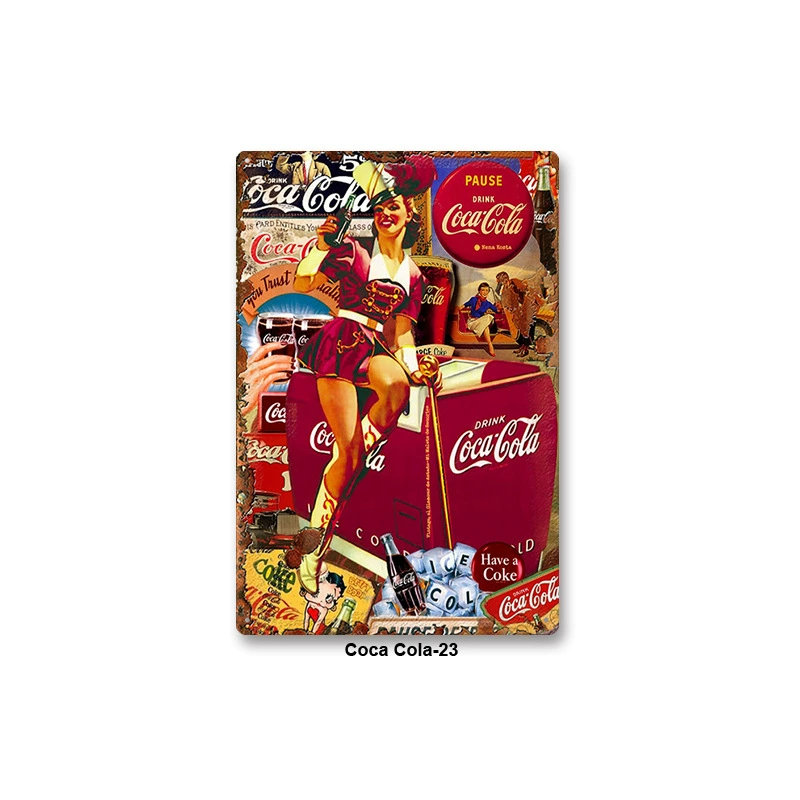 Металлическая настенная табличка Coca Cola, жесть 20×30 см, винтажный ретро стиль