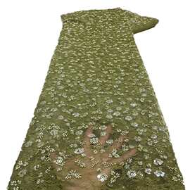流行趋势蕾丝底布绣珠管绣婚纱晚礼服装饰舞台面料服装布料有现货